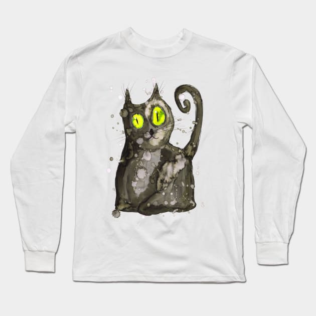 Big fat black cat Long Sleeve T-Shirt by Bwiselizzy